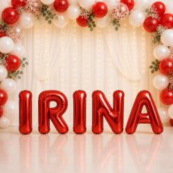 Flippy Baloane Folie Metalizate, Flippy, Set IRINA, Heliu sau Aer, Pai inclus, 40 cm, Rosu (177721)