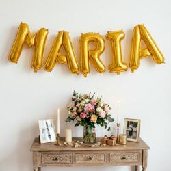 Flippy Baloane Folie Metalizate, Flippy, Set MARIA, Heliu sau Aer, Pai inclus, 40 cm, Auriu (177199)