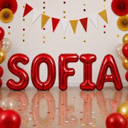 Flippy Baloane Folie Metalizate, Flippy, Set SOFIA, Heliu sau Aer, Pai inclus, 40 cm, Rosu (177630)
