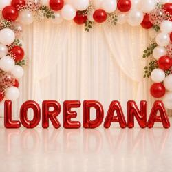 Flippy Baloane Folie Metalizate, Flippy, Set LOREDANA, Heliu sau Aer, Pai inclus, 40 cm, Rosu (177728)