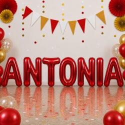 Flippy Baloane Folie Metalizate, Flippy, Set ANTONIA, Heliu sau Aer, Pai inclus, 40 cm, Rosu (177629)