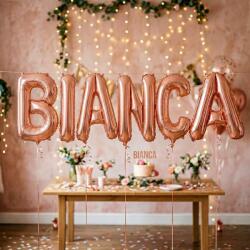 Flippy Baloane Folie Metalizate, Flippy, Set BIANCA, Heliu sau Aer, Pai inclus, 40 cm, Rose Gold (177492)