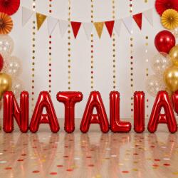Flippy Baloane Folie Metalizate, Flippy, Set NATALIA, Heliu sau Aer, Pai inclus, 40 cm, Rosu (177636)