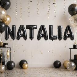 Flippy Baloane Folie Metalizate, Flippy, Set NATALIA, Heliu sau Aer, Pai inclus, 40 cm, Negru (177611)