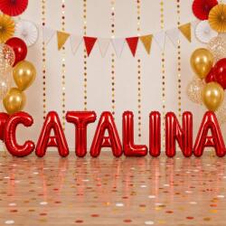 Flippy Baloane Folie Metalizate, Flippy, Set CATALINA, Heliu sau Aer, Pai inclus, 40 cm, Rosu (177637)