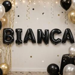 Flippy Baloane Folie Metalizate, Flippy, Set BIANCA, Heliu sau Aer, Pai inclus, 40 cm, Negru (177606)