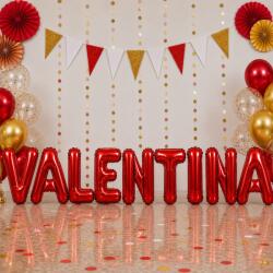 Flippy Baloane Folie Metalizate, Flippy, Set VALENTINA, Heliu sau Aer, Pai inclus, 40 cm, Rosu (177635)