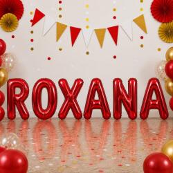 Flippy Baloane Folie Metalizate, Flippy, Set ROXANA, Heliu sau Aer, Pai inclus, 40 cm, Rosu (177628)