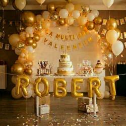 Flippy Baloane Folie Metalizate, Flippy, Set ROBERT, Heliu sau Aer, Pai inclus, 40 cm, Auriu (177294)