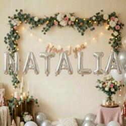 Flippy Baloane Folie Metalizate, Flippy, Set NATALIA, Heliu sau Aer, Pai inclus, 40 cm, Argintiu (177447)