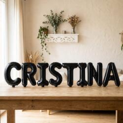 Flippy Baloane Folie Metalizate, Flippy, Set CRISTINA, Heliu sau Aer, Pai inclus, 40 cm, Negru (177596)