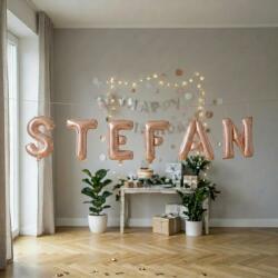 Flippy Baloane Folie Metalizate, Flippy, Set STEFAN, Heliu sau Aer, Pai inclus, 40 cm, Rose Gold (177504)