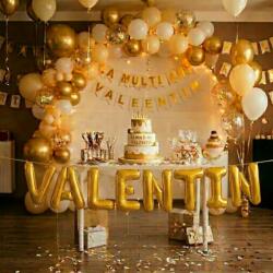 Flippy Baloane Folie Metalizate, Flippy, Set VALENTIN, Heliu sau Aer, Pai inclus, 40 cm, Auriu (177293)
