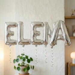 Flippy Baloane Folie Metalizate, Flippy, Set ELENA, Heliu sau Aer, Pai inclus, 40 cm, Argintiu (177427)