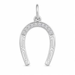 Flippy Pandantiv din Argint 925, Model Potcoava cu Pietre Stralucitoare, Detalii Geometrice, Greutate 1.23 g, Argintiu (05914)