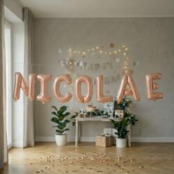 Flippy Baloane Folie Metalizate, Flippy, Set NICOLAE, Heliu sau Aer, Pai inclus, 40 cm, Rose Gold (177509)