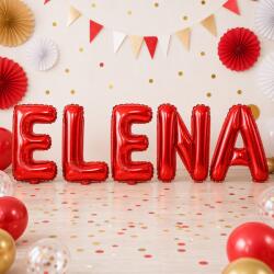 Flippy Baloane Folie Metalizate, Flippy, Set ELENA, Heliu sau Aer, Pai inclus, 40 cm, Rosu (177616)