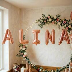 Flippy Baloane Folie Metalizate, Flippy, Set ALINA, Heliu sau Aer, Pai inclus, 40 cm, Rose Gold (177487)