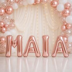 Flippy Baloane Folie Metalizate, Flippy, Set MAIA, Heliu sau Aer, Pai inclus, 40 cm, Rose Gold (177690)