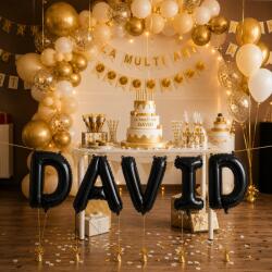 Flippy Baloane Folie Metalizate, Flippy, Set DAVID, Heliu sau Aer, Pai inclus, 40 cm, Negru (177561)