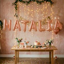 Flippy Baloane Folie Metalizate, Flippy, Set NATALIA, Heliu sau Aer, Pai inclus, 40 cm, Rose Gold (177497)