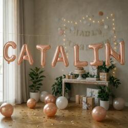 Flippy Baloane Folie Metalizate, Flippy, Set CATALIN, Heliu sau Aer, Pai inclus, 40 cm, Rose Gold (177515)