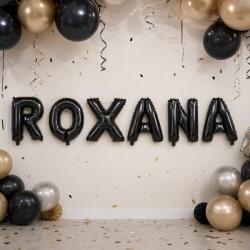 Flippy Baloane Folie Metalizate, Flippy, Set ROXANA, Heliu sau Aer, Pai inclus, 40 cm, Negru (177603)