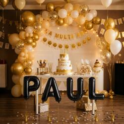 Flippy Baloane Folie Metalizate, Flippy, Set PAUL, Heliu sau Aer, Pai inclus, 40 cm, Negru (177557)