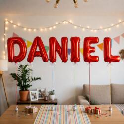 Flippy Baloane Folie Metalizate, Flippy, Set DANIEL, Heliu sau Aer, Pai inclus, 40 cm, Rosu (177574)