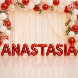 Flippy Baloane Folie Metalizate, Flippy, Set ANASTASIA, Heliu sau Aer, Pai inclus, 40 cm, Rosu (177716)