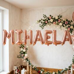 Flippy Baloane Folie Metalizate, Flippy, Set MIHAELA, Heliu sau Aer, Pai inclus, 40 cm, Rose Gold (177481)