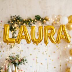 Flippy Baloane Folie Metalizate, Flippy, Set LAURA, Heliu sau Aer, Pai inclus, 40 cm, Auriu (177259)