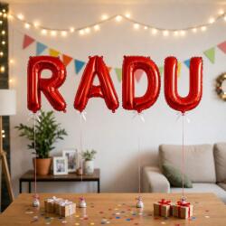 Flippy Baloane Folie Metalizate, Flippy, Set RADU, Heliu sau Aer, Pai inclus, 40 cm, Rosu (177583)