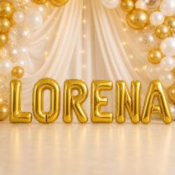 Flippy Baloane Folie Metalizate, Flippy, Set LORENA, Heliu sau Aer, Pai inclus, 40 cm, Auriu (177659)