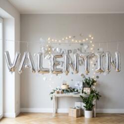 Flippy Baloane Folie Metalizate, Flippy, Set VALENTIN, Heliu sau Aer, Pai inclus, 40 cm, Argintiu (177470)