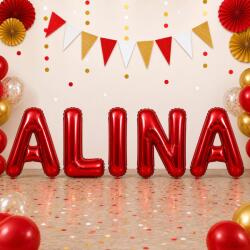 Flippy Baloane Folie Metalizate, Flippy, Set ALINA, Heliu sau Aer, Pai inclus, 40 cm, Rosu (177626)