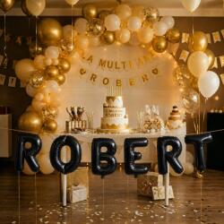 Flippy Baloane Folie Metalizate, Flippy, Set ROBERT, Heliu sau Aer, Pai inclus, 40 cm, Negru (177560)