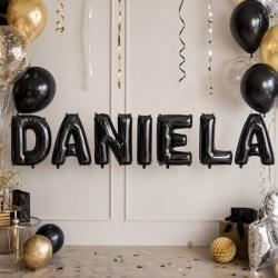 Flippy Baloane Folie Metalizate, Flippy, Set DANIELA, Heliu sau Aer, Pai inclus, 40 cm, Negru (177602)