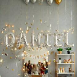 Flippy Baloane Folie Metalizate, Flippy, Set DANIEL, Heliu sau Aer, Pai inclus, 40 cm, Argintiu (177460)