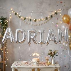 Flippy Baloane Folie Metalizate, Flippy, Set ADRIAN, Heliu sau Aer, Pai inclus, 40 cm, Argintiu (177463)
