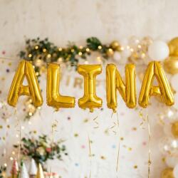 Flippy Baloane Folie Metalizate, Flippy, Set ALINA, Heliu sau Aer, Pai inclus, 40 cm, Auriu (177260)