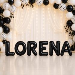 Flippy Baloane Folie Metalizate, Flippy, Set LORENA, Heliu sau Aer, Pai inclus, 40 cm, Negru (177710)