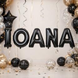 Flippy Baloane Folie Metalizate, Flippy, Set IOANA, Heliu sau Aer, Pai inclus, 40 cm, Negru (177592)