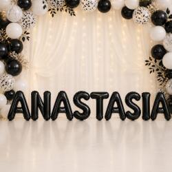 Flippy Baloane Folie Metalizate, Flippy, Set ANASTASIA, Heliu sau Aer, Pai inclus, 40 cm, Negru (177699)