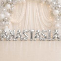 Flippy Baloane Folie Metalizate, Flippy, Set ANASTASIA, Heliu sau Aer, Pai inclus, 40 cm, Argintiu (177665)