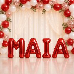 Flippy Baloane Folie Metalizate, Flippy, Set MAIA, Heliu sau Aer, Pai inclus, 40 cm, Rosu (177724)