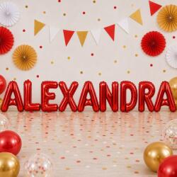 Flippy Baloane Folie Metalizate, Flippy, Set ALEXANDRA, Heliu sau Aer, Pai inclus, 40 cm, Rosu (177619)