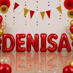 Flippy Baloane Folie Metalizate, Flippy, Set DENISA, Heliu sau Aer, Pai inclus, 40 cm, Rosu (177632)