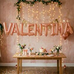 Flippy Baloane Folie Metalizate, Flippy, Set VALENTINA, Heliu sau Aer, Pai inclus, 40 cm, Rose Gold (177496)