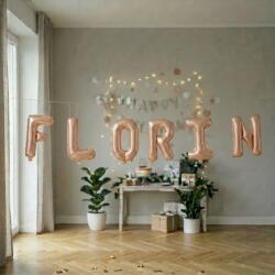 Flippy Baloane Folie Metalizate, Flippy, Set FLORIN, Heliu sau Aer, Pai inclus, 40 cm, Rose Gold (177507)
